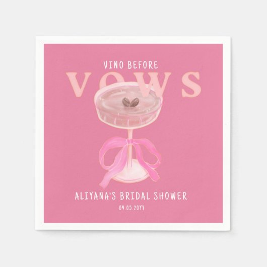 Chic Vino Vor den Gelübden Rosa Wein Bow Brautpart Serviette (Vorderseite)