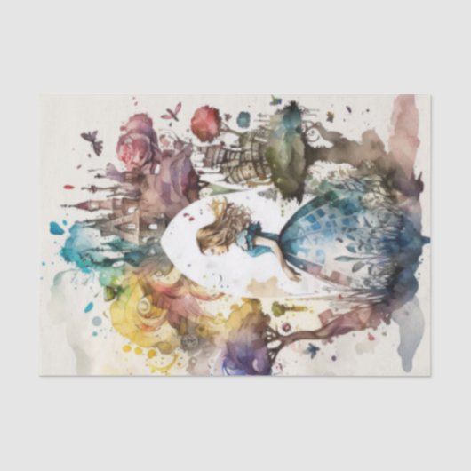 Chic Vintag Alice im Wunderland Decoupage Seidenpapier (Vorderseite)