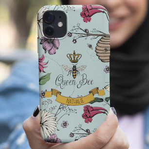 Chic Vintag Aqua, Black & Gold Queen Bee & Crown Case-Mate iPhone Hülle