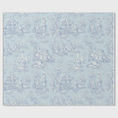 Chic Vintag Blue Grautoile de jouy bedruckt Geschenkpapier (Flach)