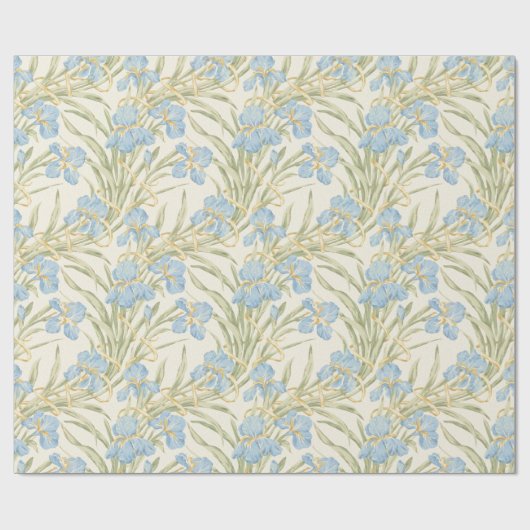 Chic Vintag Blue Iris Geschenkpapier (Flach)