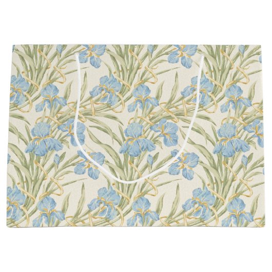 Chic Vintag Blue Iris Große Geschenktüte (Vorderseite)