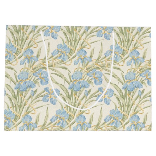 Chic Vintag Blue Iris Große Geschenktüte (Rückseite)