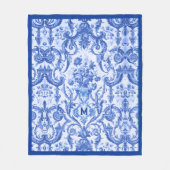 Chic Vintag Blue Toile de jouy monogram Fleecedecke (Vorderseite)