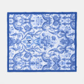 Chic Vintag Blue Toile de jouy monogram Fleecedecke (Vorderseite (Horizontal))