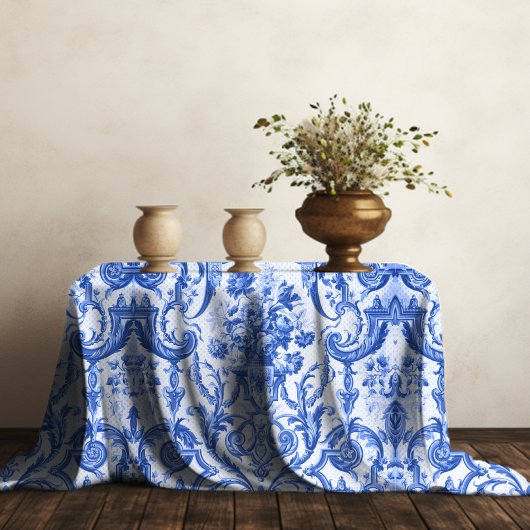 Chic Vintag Blue Toile de jouy monogram Tischdecke