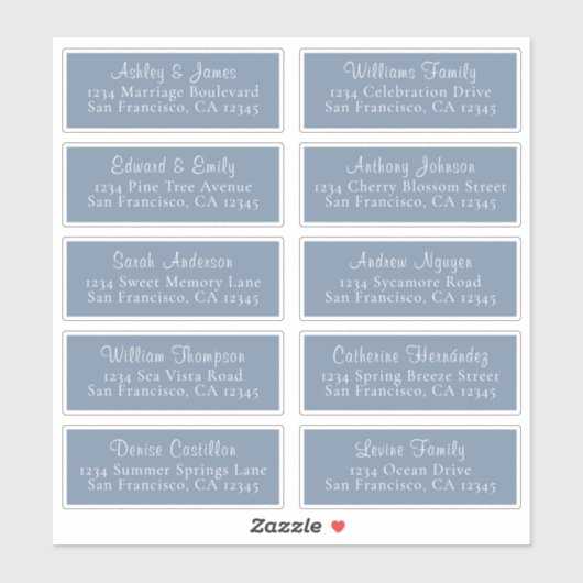 Chic Vintag Blue Wedding Guest Address Labels (Blatt)