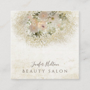 Chic Vintag boho Aquarell Blumenstrauß Quadratische Visitenkarte