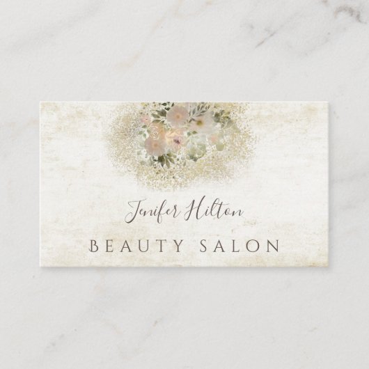 Chic Vintag boho Aquarell Blumenstrauß Visitenkarte (Vorderseite)