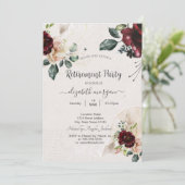 Chic Vintag Burgundy Blume Rentiment Party Einladung (Stehend Vorderseite)