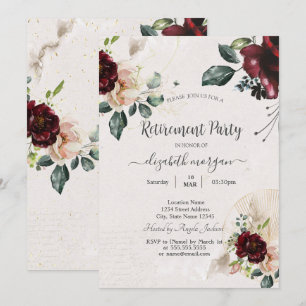 Chic Vintag Burgundy Blume Rentiment Party Einladung