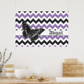 Chic Vintag Butterfly Lila Grau Zickzack Muster Poster (Küche)