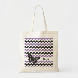 Chic Vintag Butterfly Lila Grau Zickzack Muster Tragetasche