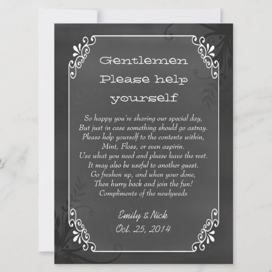 Chic Vintag Chalkboard Look Wedding Basket Sign (Vorderseite)