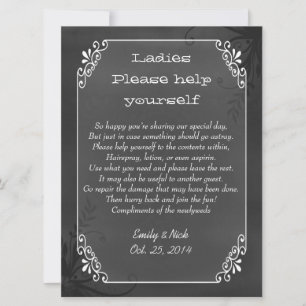 Chic Vintag Chalkboard Look Wedding Basket Sign