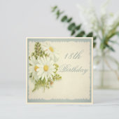 Chic Vintag Daisies 18. Geburtstag Einladung (Stehend Vorderseite)
