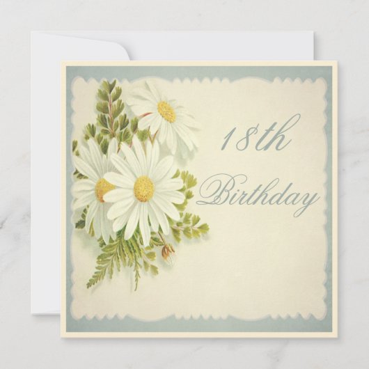 Chic Vintag Daisies 18. Geburtstag Einladung (Vorderseite)