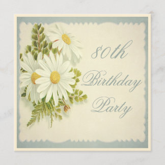 Chic Vintag Daisies 80. Geburtstag Einladung