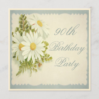 Chic Vintag Daisies 90. Geburtstag Einladung