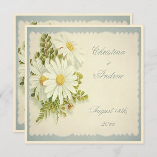 Chic Vintag Daisies Hochzeitsempfang Einladung (Vorne/Hinten)