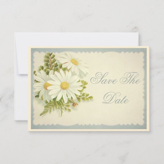 Chic Vintag Daisies Save the Date 18. (Vorderseite)