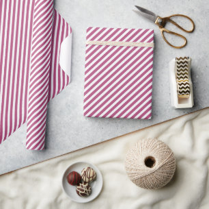 Chic Vintag Dark Rose Pink White Stripes Muster Geschenkpapier