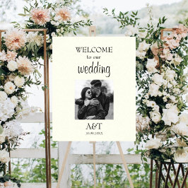 Chic Vintag Elfenbein Foto Hochzeitszeichen Poster