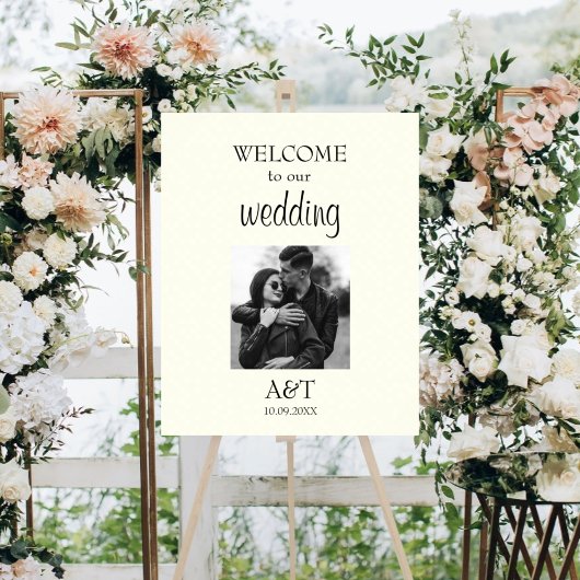 Chic Vintag Elfenbein Foto Hochzeitszeichen Poster