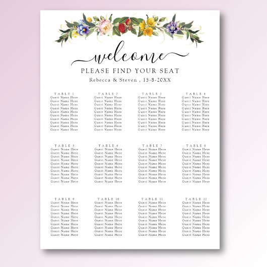 Chic Vintag Floral Hochzeitskarte Poster