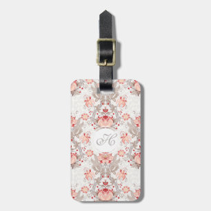 Chic Vintag Floral Pattern Damask Monogram L Tag Gepäckanhänger