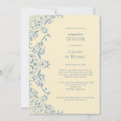 Chic Vintag Gelb Hochzeitsempfehlung Abendessen Einladung (Vorderseite)