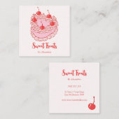Chic Vintag Heart Cake Bäckerei Koch Quadratische Visitenkarte (Vorne/Hinten)