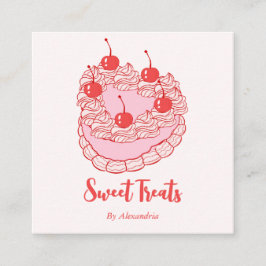 Chic Vintag Heart Cake Bäckerei Koch Quadratische Visitenkarte