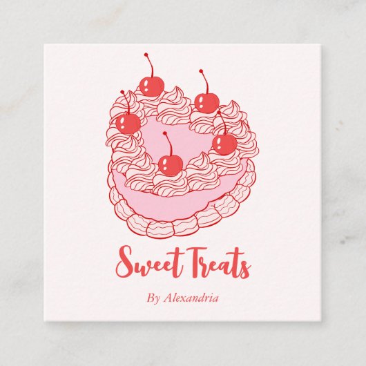 Chic Vintag Heart Cake Bäckerei Koch Quadratische Visitenkarte (Vorderseite)