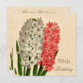 Chic Vintag Hyacinths 90. Geburtstag Einladung (Vorne/Hinten)