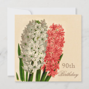 Chic Vintag Hyacinths 90. Geburtstag Einladung