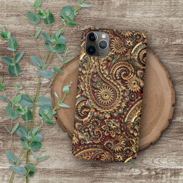 Chic Vintag Imitate Gold Paisley Blumenmuster iPhone 16 Pro Max Hülle