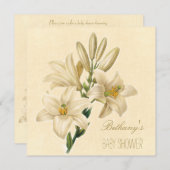 Chic Vintag Lily Blume Babydusche Einladung (Vorne/Hinten)