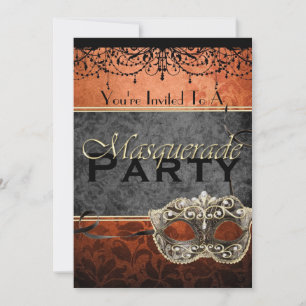 Chic Vintag Orange Masquerade Einladungen