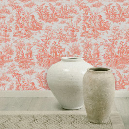 Chic Vintag orange toile de jouy bedruckt Tapete