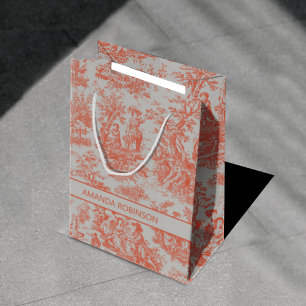 Chic Vintag orange toile de jouy Mittlere Geschenktüte