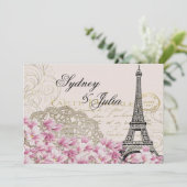 Chic, Vintag, Paris, Einladung zur Hochzeit (Stehend Vorderseite)