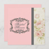 Chic Vintag Pink Blumendusche Einladung (Vorne/Hinten)