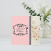 Chic Vintag Pink Blumendusche Einladung (Stehend Vorderseite)