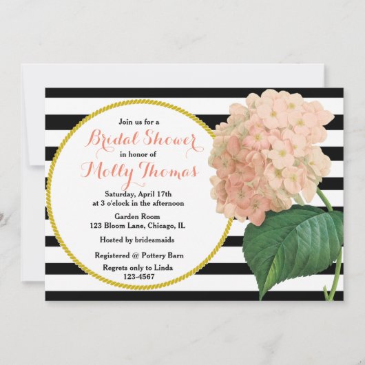 Chic Vintag Pink Hydrangea Wedding Brautparty Einladung (Vorderseite)