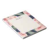 Chic Vintag Pink Rose Dunkelblau Personalisiert Notizblock (angewinkelt)
