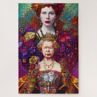 Chic Vintag Queen Elizabeth II Royal Blue und Red Puzzle