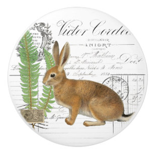 Chic Vintag Rabbit Fern Französisch Drehknopf Keramikknauf