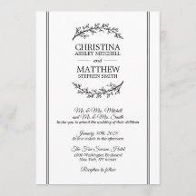 Chic Vintag Schwarz-weiß Laurel Wreath WEDDING