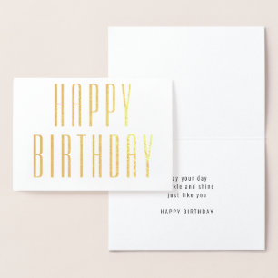 Chic Vintag Typografie Minimalistisch Happy Birthd Folienkarte